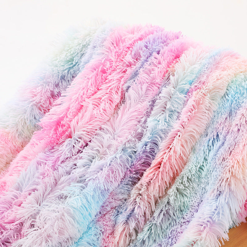 Rainbow Shaggy Throw Blanket – Light Rainbow