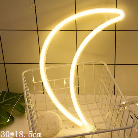 LED Neon Sign Night Light – Moon (Warm White)