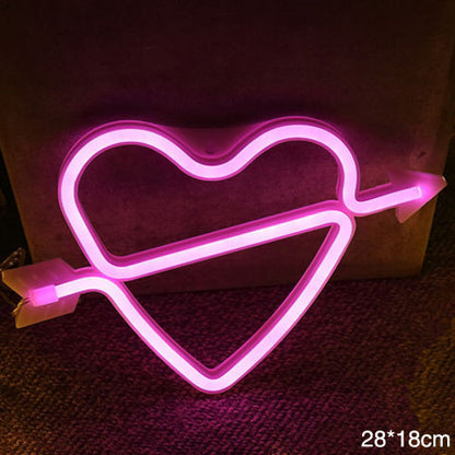 LED Neon Sign Night Light – Heart (Pink)