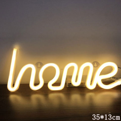 LED Neon Sign Night Light – Home Script (Warm White)