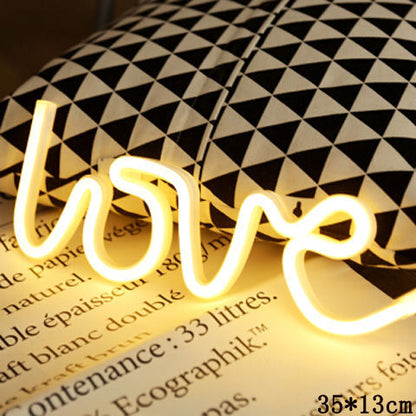 LED Neon Sign Night Light – Love Script (Warm White)