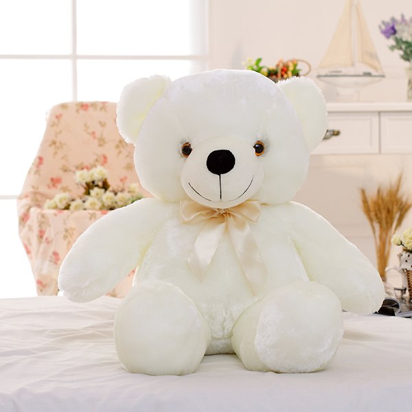 Light-Up LED Teddy Bear – White