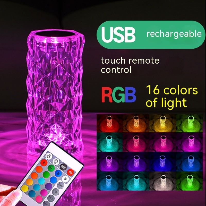 Crystal Rose Lamp – 16 Colours + Remote