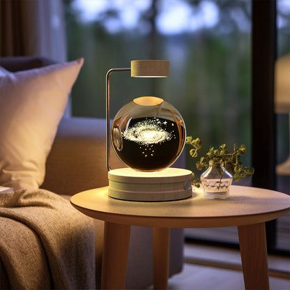 3D Crystal Ball Night Light – Galaxy, Light Wood