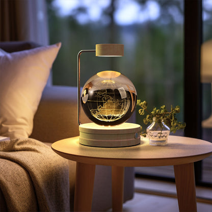 3D Crystal Ball Night Light – Earth, Light Wood