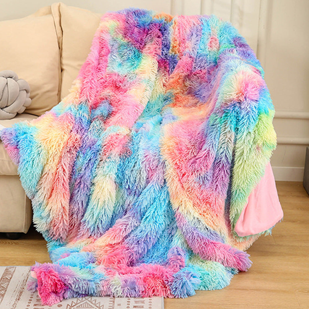 Rainbow Shaggy Throw Blanket – Dark Rainbow