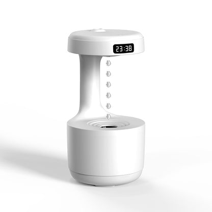 Anti-Gravity Water Drop Humidifier – White with Clock