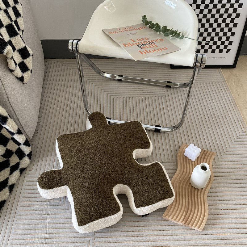 Puzzle Piece Pillow – Olive Green
