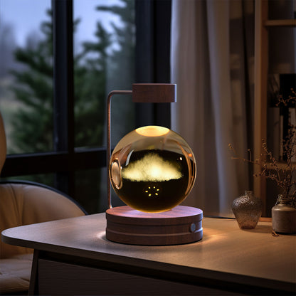 3D Crystal Ball Night Light – Clouds, Dark Wood