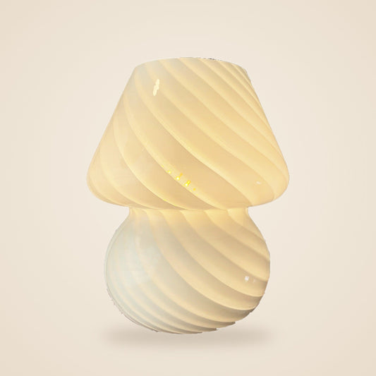 Swirl Glass Mushroom Lamp - Cream Swirl